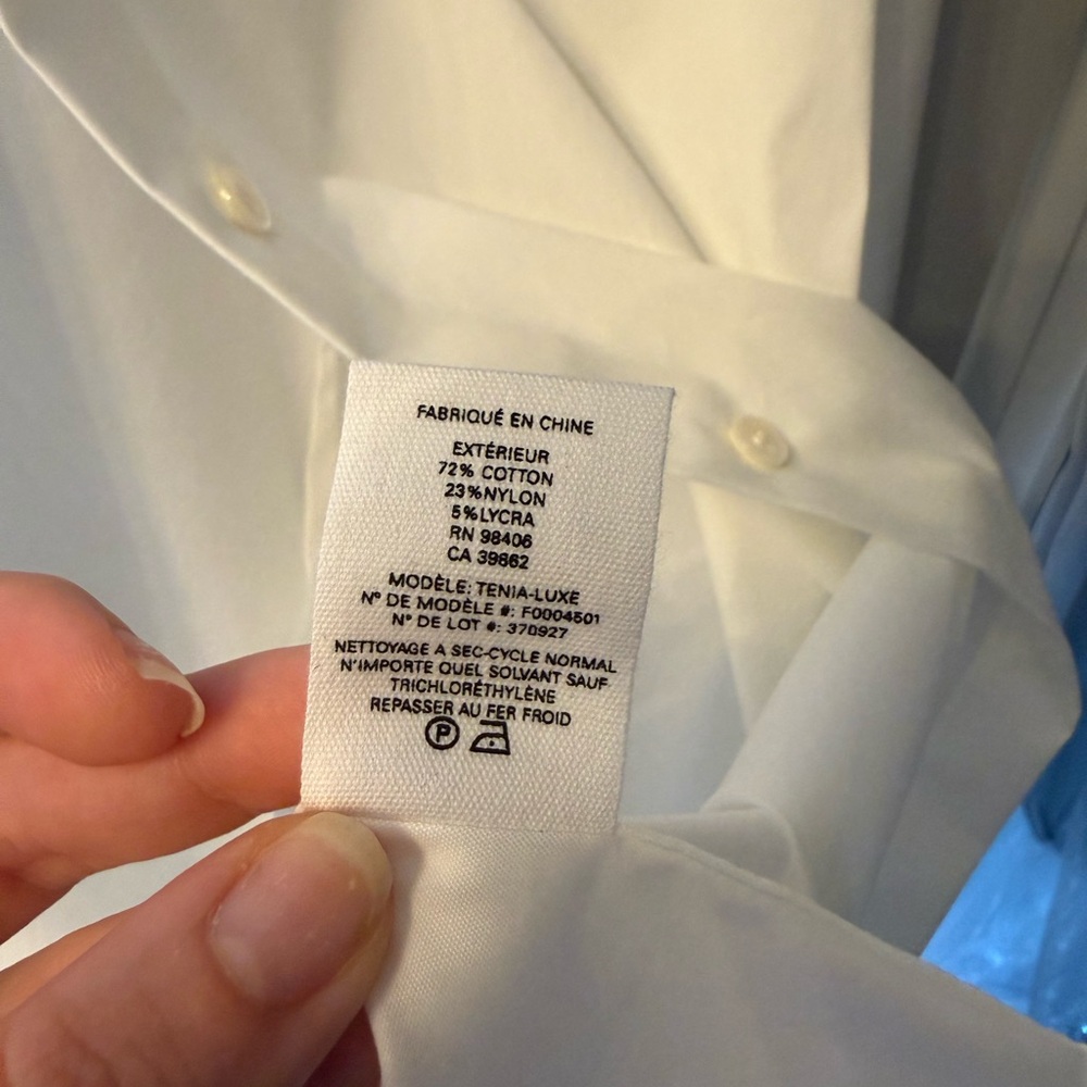 Theory Women's Classic White Button Down Shirt - Picture 5 of 5